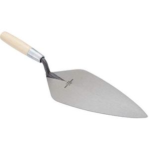 Marshalltown troffel, London Style troffel met ergonomisch Durasoft handvat, gemaakt van koolstofstaal, met brede punt en rechte hals, afmetingen van de troffel: 267x121 mm