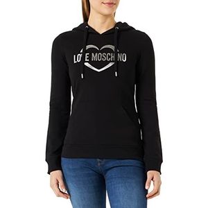 Love Moschino Dames slim fit lange mouwen hoodie sweatshirt, zwart, 42, zwart, 42
