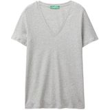 Shirt - Effen - Jersey - V-hals - Kwartmouw - Slanke Pasvorm