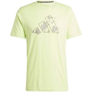 adidas Essentials T-shirt voor heren, grafisch seizoensgebonden training (korte mouw), Pulse Lime/Zilveren Kiezel, S