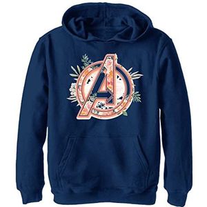 Marvel Avenger Floral Hoodie voor jongens, blauw, maat L, Heather Navy, L