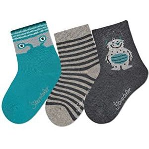 Sterntaler Babysokken voor jongens, 3-delige set, monsteroogkousen, donkerturquoise, normaal