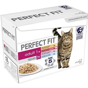Perfect Fit kattenvoer natte voeding volwassenen 1+, verschillende soorten, 48 Portionsbeutel (4 x 12 x 85g)
