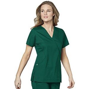 WonderWink 102XHUNT5XL WonderWORK Dames Mock Wrap Top, Hunter Green, Extended-5XL Maat