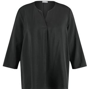 Samoon Fijne blouse voor dames, 3/4 mouwen, 3/4 mouw, 3/4 mouwen, effen, zwart, 52 NL