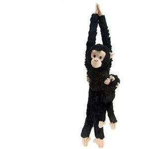 Wild Republic 14482 Republic 15265 - pluche dier - Hanging Monkey - chimpanse, mama met baby, 51 cm