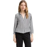 TOM TAILOR - Blouse - Grijs/Wit - Klassieke Blouse - Driekwart Mouw