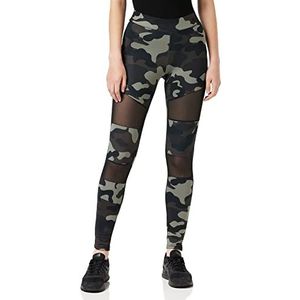 Urban Classics Camo Tech Dameslegging, mesh-legging, sportbroek voor vrouwen, in camouflagelook, verkrijgbaar in vele kleurvarianten, maten XS - 5XL, Darkcamo/Blk, M