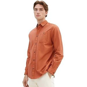 TOM TAILOR Herenhemd, 32316 - Oranje Rood Chambray, XXL