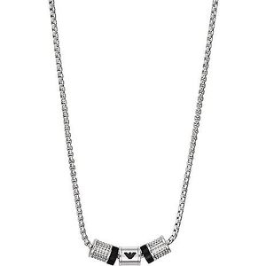 Emporio Armani Halsband voor mannen Onyx Rondelle ketting, Lengte: 525mm, Breedte: 36.5mm, Hoogte: 8mm, EGS2998040