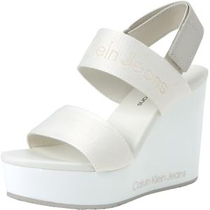 Calvin Klein Jeans Damessandalen met sleehak, Beige romige witte eierschaal, 39.5 EU