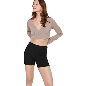 Trendyol Mavulu kanten korte gebreide panty leggings voor dames, Zwart, L