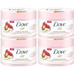 Dove Crème-douche-scrub 4-pack voor zijdezachte huid granaatappel & sheaboter met rijke textuur (4 x 225 ml)