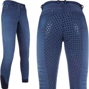 HKM 11055 rijbroek Summer Denim Easy, dames meisjes, 3/4 bezet, 128-176 34-84