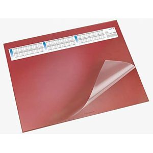 Läufer 44654 Durella DS bureauonderlegger met transparante onderlegger en kalender, antislip bureauonderlegger, 52 x 65 cm, rood