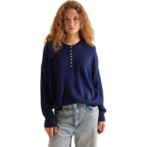 DeFacto Pullover Dames Lange Mouw Blouses & Tunieken - Trui Dames Winter Sweater Navy S, Donkerblauw, S