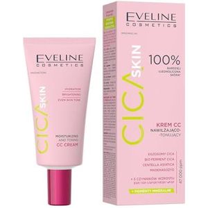 Eveline Cosmetics Cica Skin CC-Crème, hydraterend & toniserend, veganistische formule, vermindert roodheid, maakt glad en regenereert, 50 ml