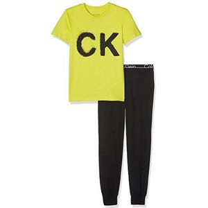 Calvin Klein Jongens Ck Id Knit Pj Set (S/S+Pant) pyjamabroek, meerkleurig (Sulfur Spring W/Black 078), 116