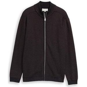 TOM TAILOR Gebreide herenjas, 39371 - Navy Mid Brown Dot Stripe, XL