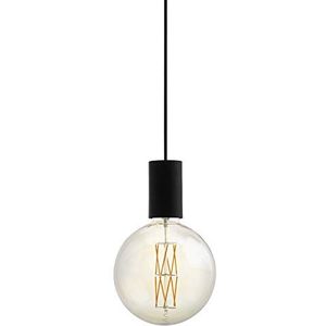 EGLO Pozueta hanglamp met 1 lamp, vintage, moderne industriële stalen hanglamp in zwart, eettafellamp, woonkamerlamp, hangend, met E27-fitting, Ø 12,5 cm,