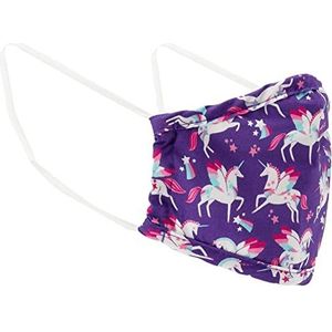 Little Blue House By Hatley Majestueuze eenhoorns, uniseks, dubbellaags gezichtsmasker met oor, elastische modieuze sjaal, eenheidsmaat, Majestueuze eenhoorns, 1 count (Pack of 1)