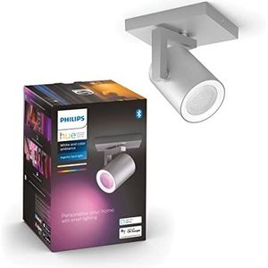 Philips Hue Argenta Opbouwspot 1-Lichts - Wit en Gekleurd Licht - Duurzame LED Verlichting - Dimbaar - Verbind met Bluetooth of Hue Bridge - Aluminium