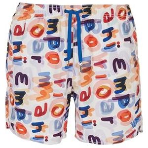 Emporio Armani Macro Logo Zwemboxer, Wit bedrukt, 54