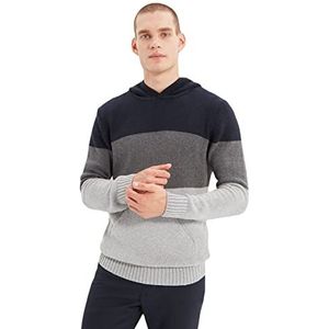 Trendyol Hood Colorblock Regular Sweater Marineblauw, Donkerblauw, XL