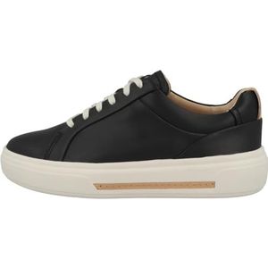 Clarks Premium Hollyhock Walk Sneakers voor dames, zwart leer, 42 EU, zwart leder, 42 EU