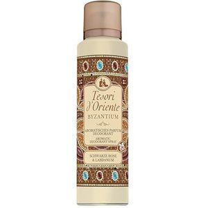 TESORI D'ORIENTE aromatisch parfum deodorant 'Byzantium' 150 ml, met zwarte roos & ladanum, 24 uur bescherming, wellness-ritueel voor lichaam en zintuigen