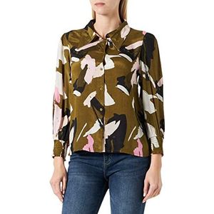 KAFFE Dames T-shirt, 3/4 mouwen, bedrukt, elegant, Lizard/Pink/grafische print, 40