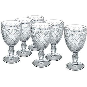 Villa d'Este Home Tivoli 5907728 Castle Set met 6 wijnglazen 280 ml van transparant glas