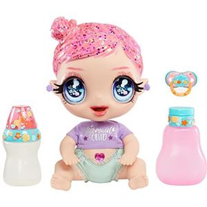 MGA'S Glitter Babyz - MARINA FINLEY - Babypop met 3 magische kleurveranderingen met ijskoud water, roze glitterhaar, zeemeerminsquad-outfit, luier, fles en fopspeenaccessoires - Vanaf 3 jaar.