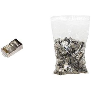 LINK Verpakking met 100 stekkers, 8-polig, CAT 6, afgeschermd, RJ45, vergulde contacten, 50 micron voor flexibele kabel en POE
