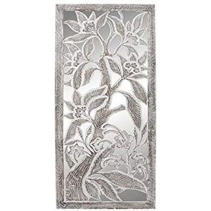 DRW wanddecoratie rechthoekig van MDF met bladeren in antiek wit 80 x 3 x 180 cm