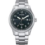 Citizen Analoog Eco-Drive horloge voor heren, met titanium armband, groen, Eén maat, armband