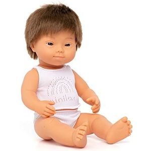 Miniland Babypop Europese Jongen Down 38cm - Anatomisch correcte pop met syndroom van down, beweegbare armen en benen, en vanillegeur