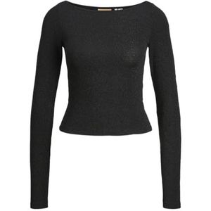 Jack & Jones JXSIGGA STR Glitter Boatneck LS TOP JRS, zwart, S
