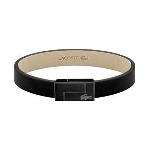 Lacoste Heren TRAVELER Collectie Leren Armband Zwart - 2040073, Eén maat, Leer, Geen edelsteen