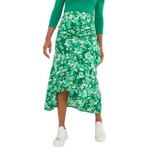 Joe Browns Dames bladprint asymmetrische ruches wrap front midi-rok, groen, 8, Groen, 34