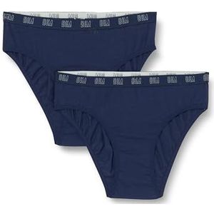 Dim Meisjesslips van biologisch katoen, ondergoed, blauw marineblauw, 12 jaar (verpakking van 2), Blue Navy, 12 Jaren