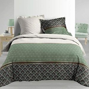 Douceur d'Intérieur Beddengoed, 3-delig, 260 x 240 cm, percal, bedrukt, Belor, groen