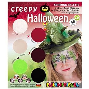 Eulenspiegel 207048 - Make-up palet Creepy Halloween, instructies voor 5 Halloween maskers, schmink voor kinderen, carnavalsschmink