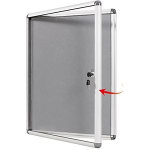 Swansea Afsluitbare Notice Board Grijze Stof Display Board voor Thuiskantoor met Aluminium Frame, 67x50cm (4xA4)