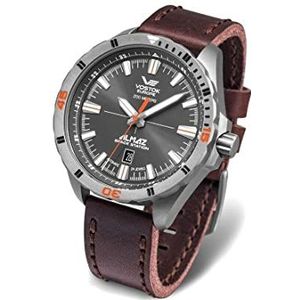 Vostok Europe NH35A-320H263 L Herenhorloge, analoog automatisch horloge met leren armband, bruin, Riemen.