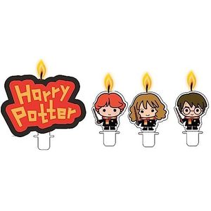 Amscan 9905198 - Harry Potter minifiguur kaarsen, 4 stuks, taartkaarsen, verjaardagskaarsen