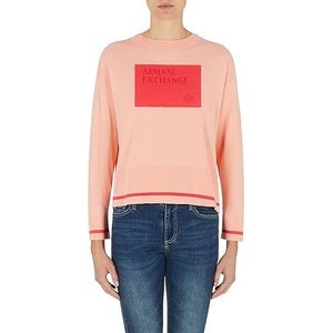 Armani Exchange Dames Contrast Patch Logo op Front Sweater, Rose Shade, Small