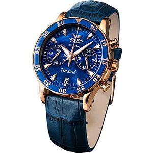 Vostok Europe Heren chronograaf Japans kwartsuurwerk horloge met siliconen armband VK64-515B670, blauw, Riemen.