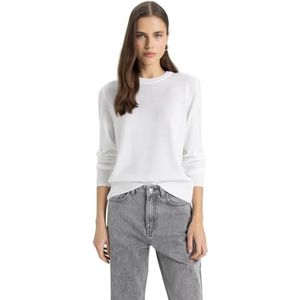 DeFacto Gebreide mode voor dames, stijlvolle gebreide trui, blouses & tunieken voor dames, keuze aan truien, fijn gebreide trui, gebreide jassen en truien, ecru, 3XL