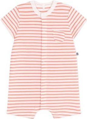 Baby sweater met korte pijpen van gestreepte badstof van PETIT BATEAU abrikoos